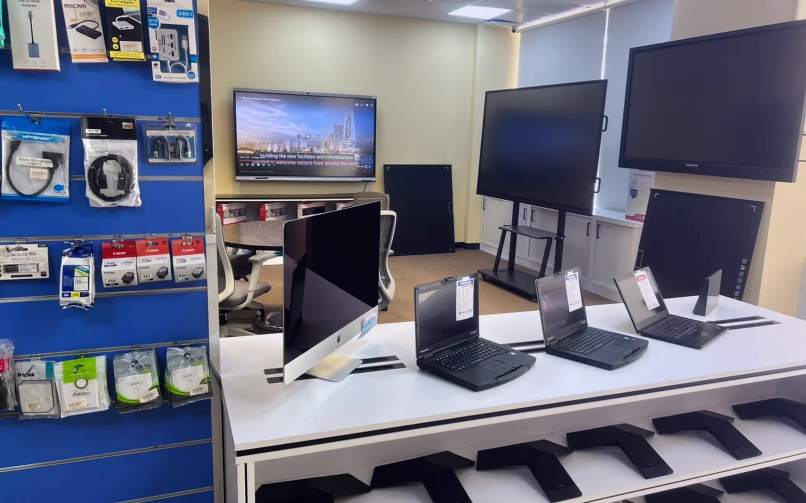 Interactive panel and audio visual meeting room setup